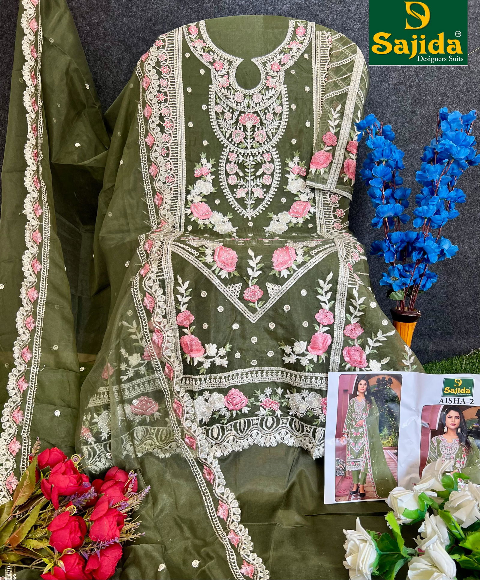 Aisha Vol 2 By Sajida Organza Embroidery Designer Salwar Suits Suppliers In India